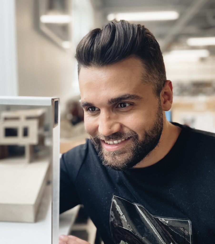 Architect Mo Tiba at Architiba Design Studio during a design consultation